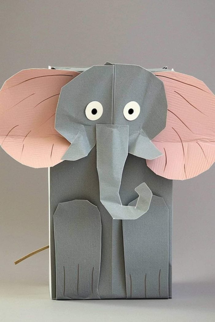 Little kids will enjoy adding a long trunk and floppy ears to a paper bag elephant like this one! They can even mimic a trumpet sound during playtime for extra fun.