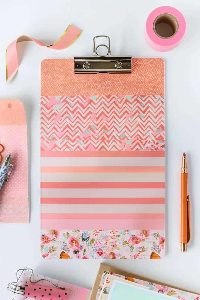 Adorn a clipboard with washi tape, creating stripes, chevrons, or geometric patterns that are as vibrant or subdued as desired.