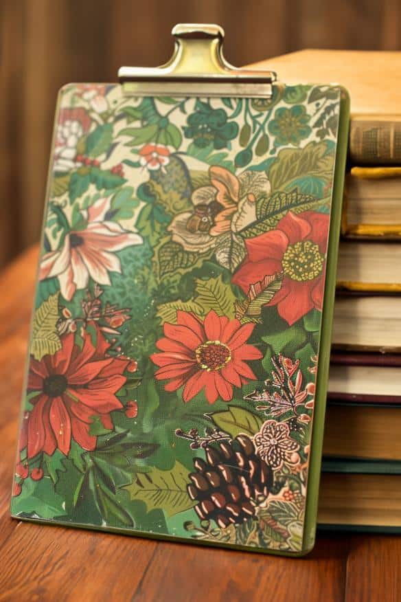 Create a clipboard with a system for interchangeable covers, allowing for a variety of designs to be swapped in and out according to preference or season.
