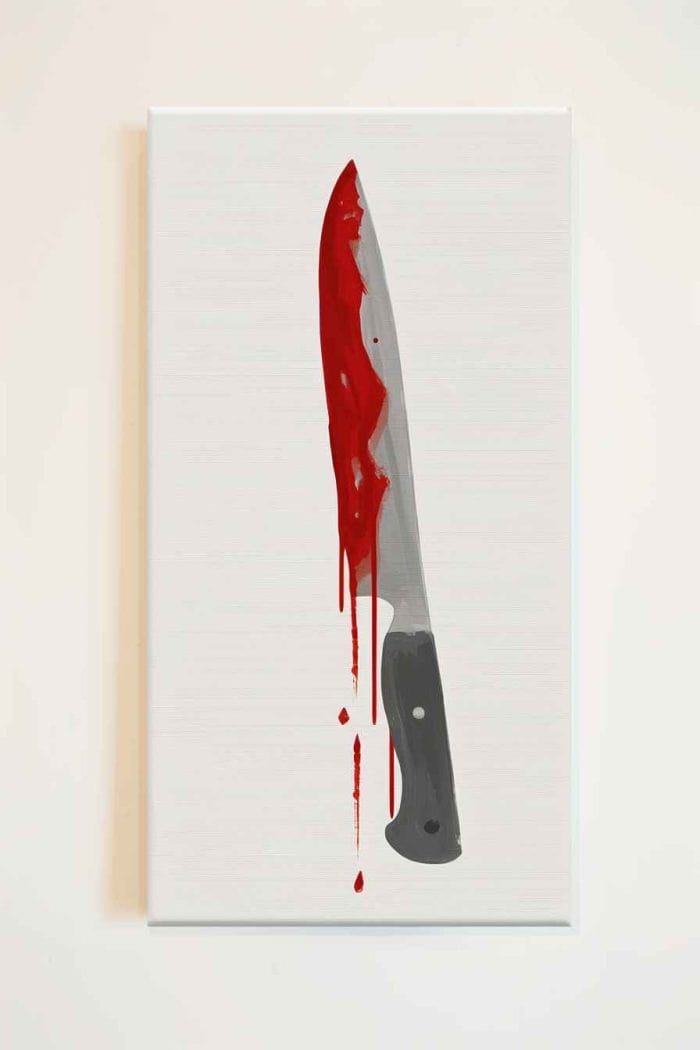 Horror fanatics, this Halloween painting is for you! Paint a silver knife dripping with red blood to capture the spine-tingling suspense of your favorite horror flicks. Choose rich red paint for the blood to make it look freshly spilled.