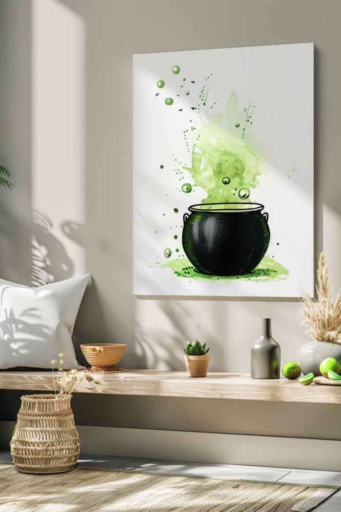 Love all things witchy? You’ll enjoy painting a witch’s cauldron filled with a green potion — complete with bubbles to make it look lively. All onlookers will find themselves drawn to the enchanting elixir!