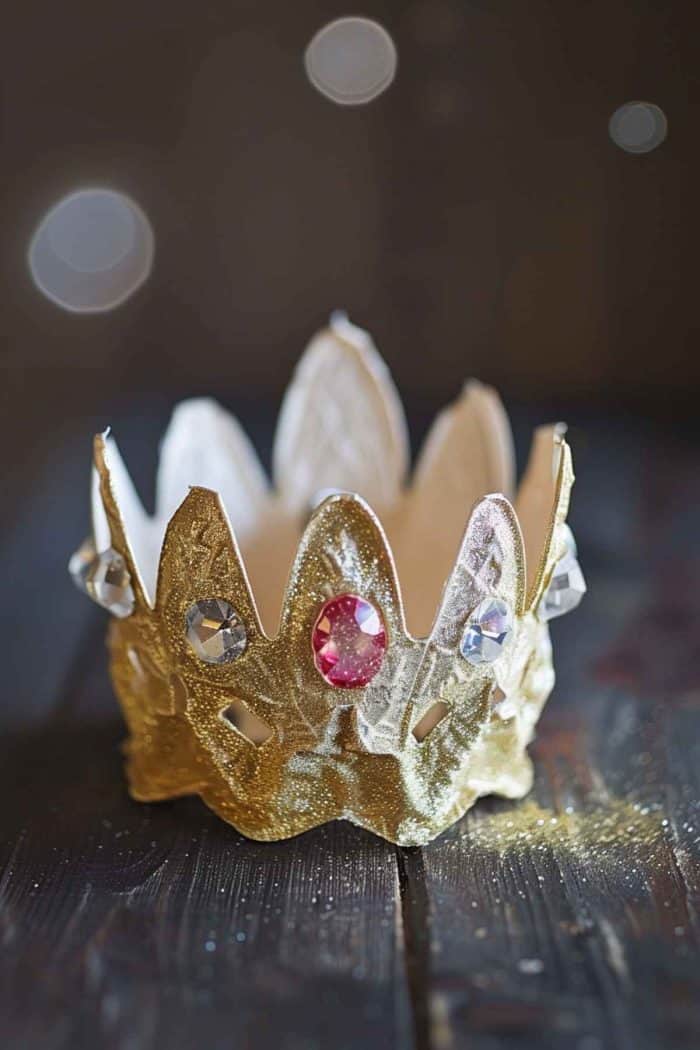 Shape the edges of egg carton lids into the peaks and valleys of a tiara, painting them in gold or silver. 