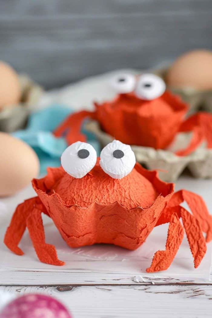 Mold egg carton cups into various sea creatures, such as crabs with clawed appendages. 