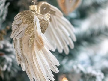 Craft feathered Christmas ornaments to evoke the grace of angel wings on your tree.