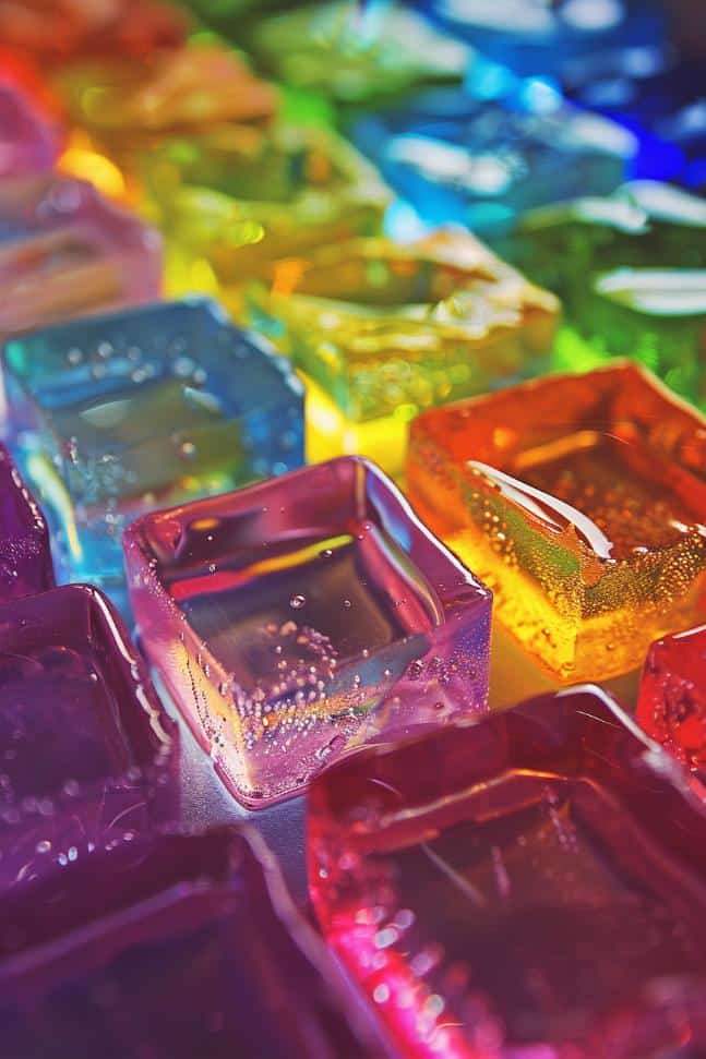 Fill an ice cube tray with water and add a few drops of food coloring to create a variety of rainbow-colored ice cubes. 