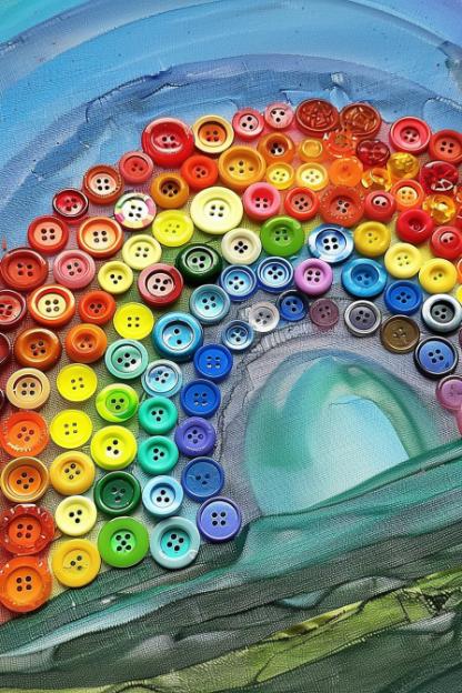 Sort through a collection of buttons to select a spectrum of colors, then glue them onto a canvas in the shape of a rainbow. 