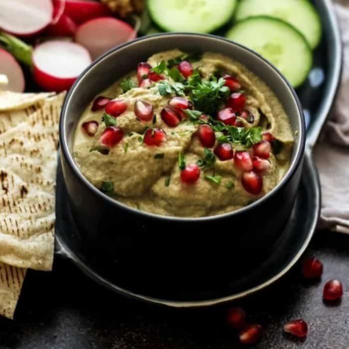 Roasted eggplant purée meets the tang of lemon, the warmth of garlic, and the savory goodness of tahini. Dip your naan into it or slather it all over to make sure you don’t miss out on any of those incredible flavors! 