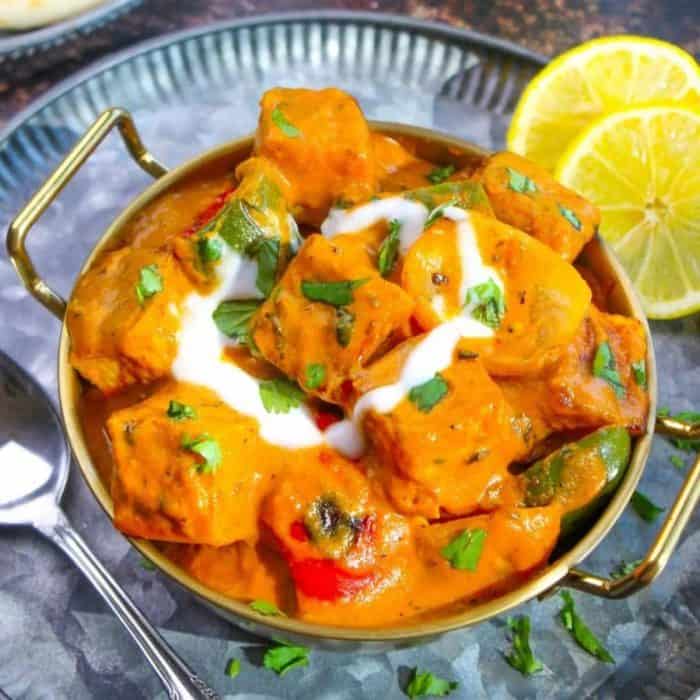 With marinated and charred chunks of homemade paneer swimming in a creamy, tomato-based, and abundantly spiced curry, each bite of this tikka masala is comforting and exciting at the same time.   