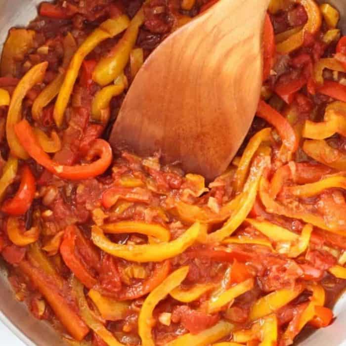 By cooking bell peppers until soft before simmering them with tomatoes, this peperonata dish brings bell peppers’ flavor to the forefront and makes for a warm, inviting dish that you can enjoy as a dip, appetizer, or stew.