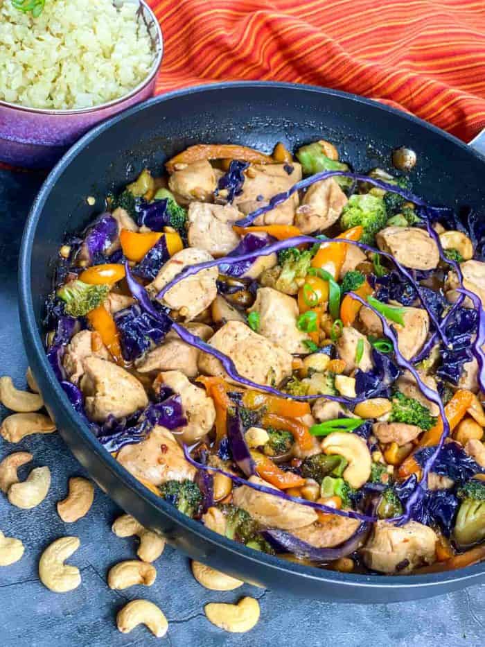 With a tantalizing balance of crunchy cashews and tender chicken, all enveloped in a rich, savory sauce, this dish is a weeknight wonder. It is not only quick to make, but the entire dish is also a tapestry of colorful veggies and bold flavors.