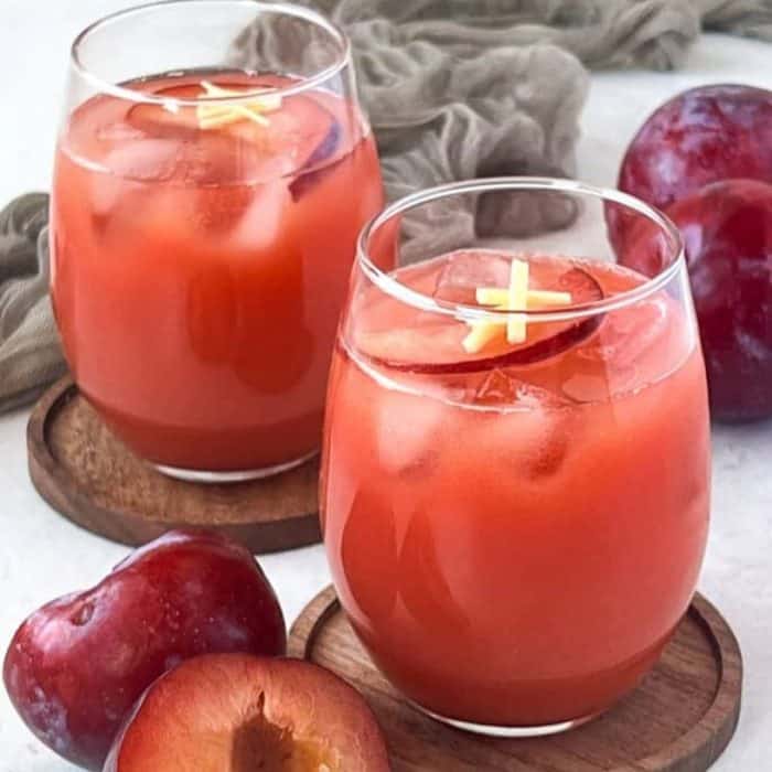sweet and tart taste of plums on this glass of plum juice