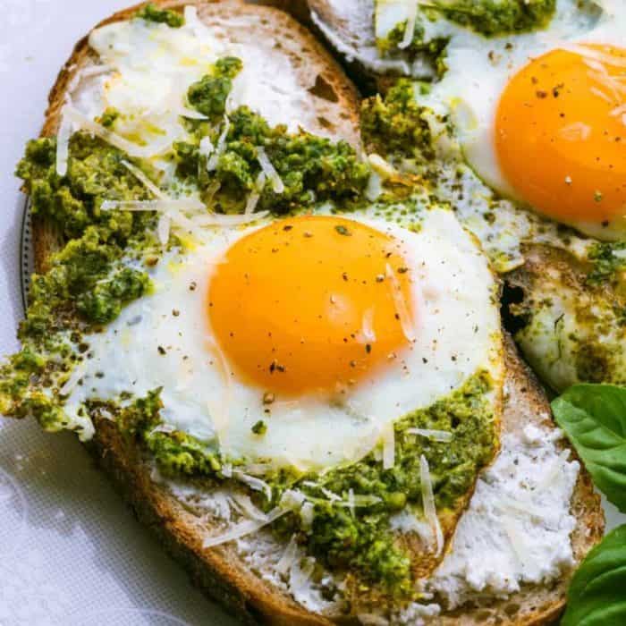 Bring a burst of herby freshness to the breakfast table with this recipe, in which vibrant pesto adds a new dimension of flavor to classic eggs on toast.