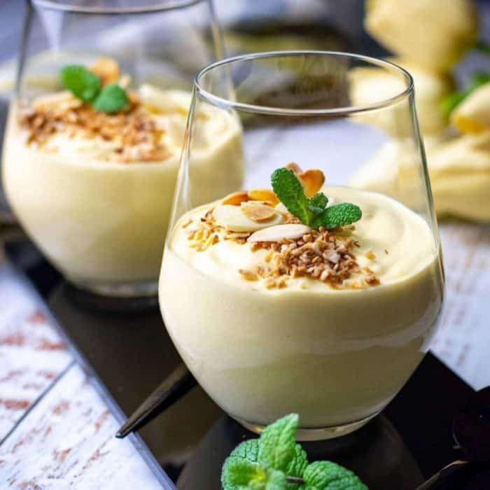 Spoonfuls of this mango mousse will transport you to tropical beaches with its light, airy texture and the pure, intense flavor of fresh mangoes.