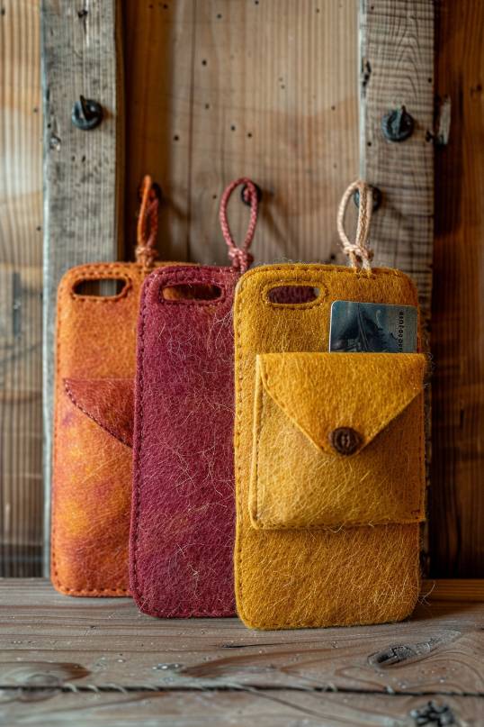 Craft felt smartphone cases to protect devices from scratches and bumps. 