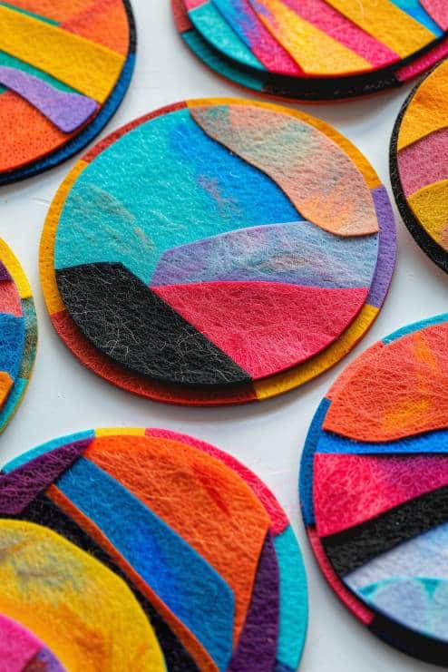 Assemble a set of durable felt coasters, each one a miniature canvas for abstract art or bold monograms. 