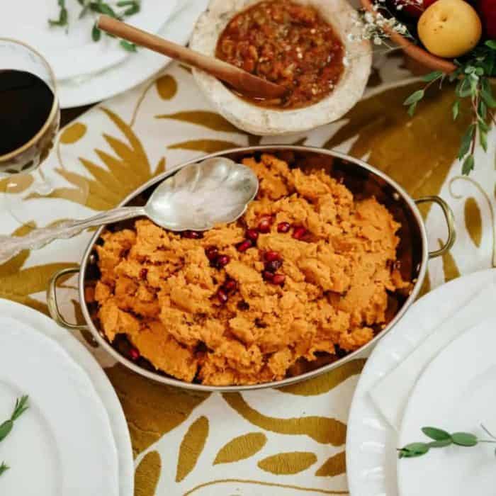 Aside from being a less carb-loaded version of regular mashed potatoes, this smoky, sweet concoction also harmoniously matches the savory taste of steak and brings a lively balance to your meal with its bold creaminess.