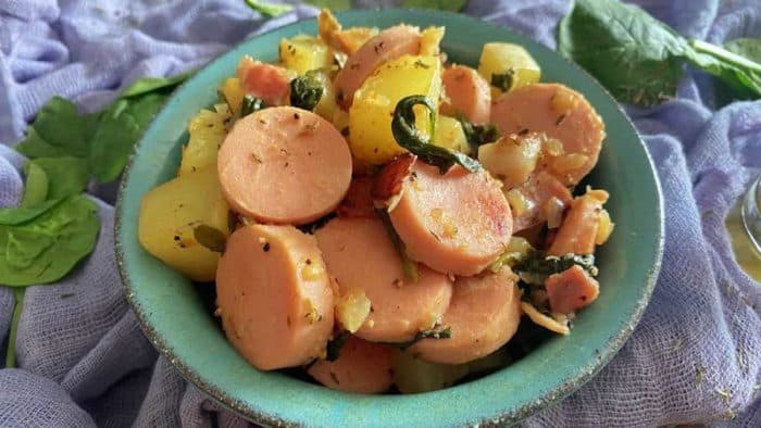 instant pot kielbasa include spinach, tomatoes, potatoes, green onions, or other vegetables along with the sausage
