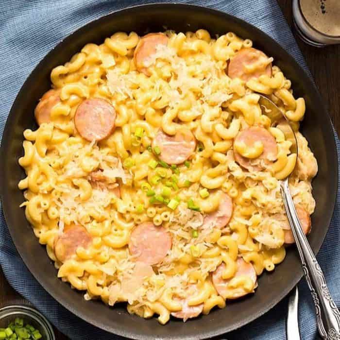 Elevate this dish by adding beer, kielbasa, and sauerkraut and cooking it on the stovetop for the added rich flavor and delicious crunch.