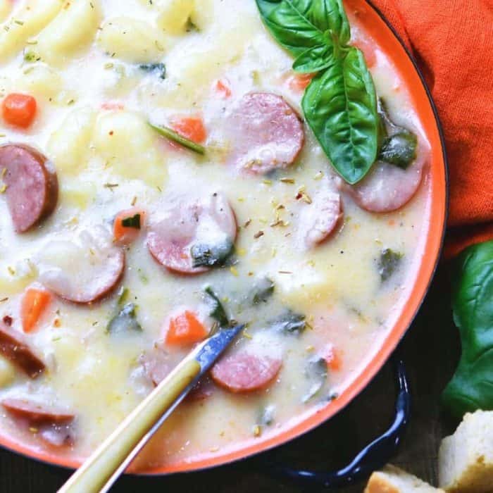 This simple Gnocchi and Sausage recipe brings together kielbasa smoked sausage and tender potato gnocchi.