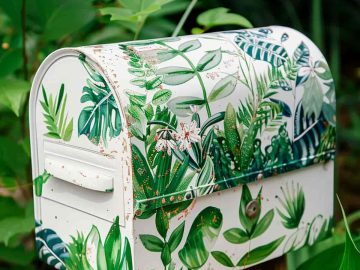 Create a mailbox that mirrors the changing seasons with detailed, hand-painted scenes. Spring could feature blossoming flowers, summer might display lush greenery, autumn could have falling leaves, and winter might showcase a snowy landscape. 