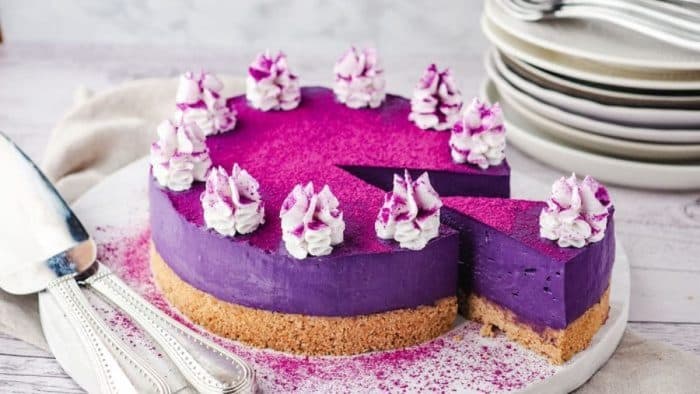 Not only is this vibrant and unique dessert a feast for the eyes, but it also offers creaminess that can captivate cheesecake aficionados and adventurous foodies.