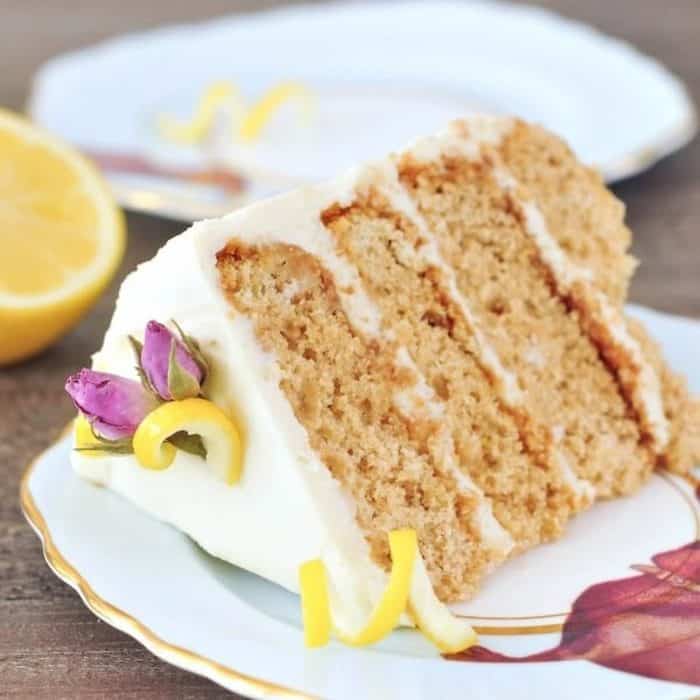 Experience a slice of regal indulgence with this vegan lemon elderflower layer cake, inspired by the very dessert chosen for Prince Harry and Meghan Markle’s wedding. 