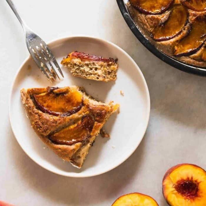 Peaches take center stage in this summery cake, where a burst of the fruits’ natural sweetness comes through in each forkful.