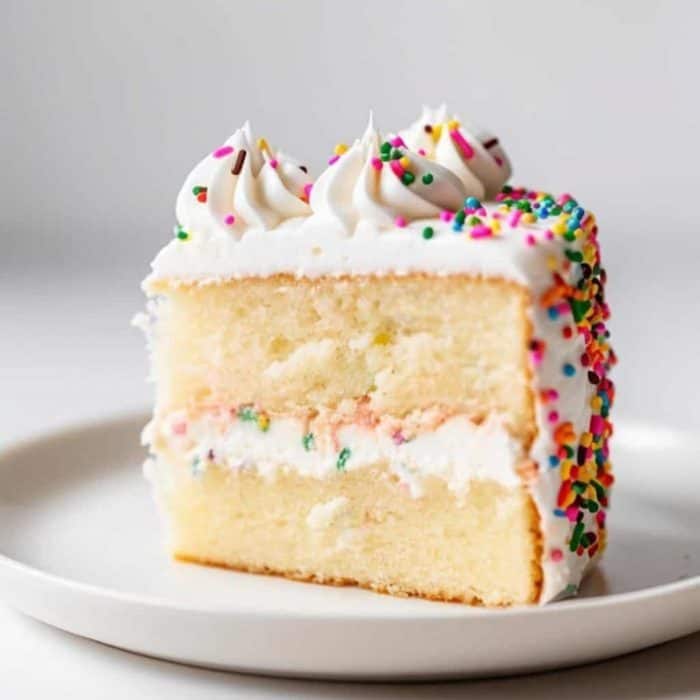 Delicate and classic, this vegan vanilla cake stands out with its simplicity and elegance. 