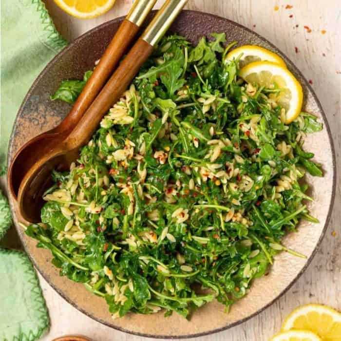 Here, al dente orzo soaks up the vibrant dressing, a lively concoction of lemon juice, zest, and a hint of maple syrup, while arugula adds a fresh crunch.