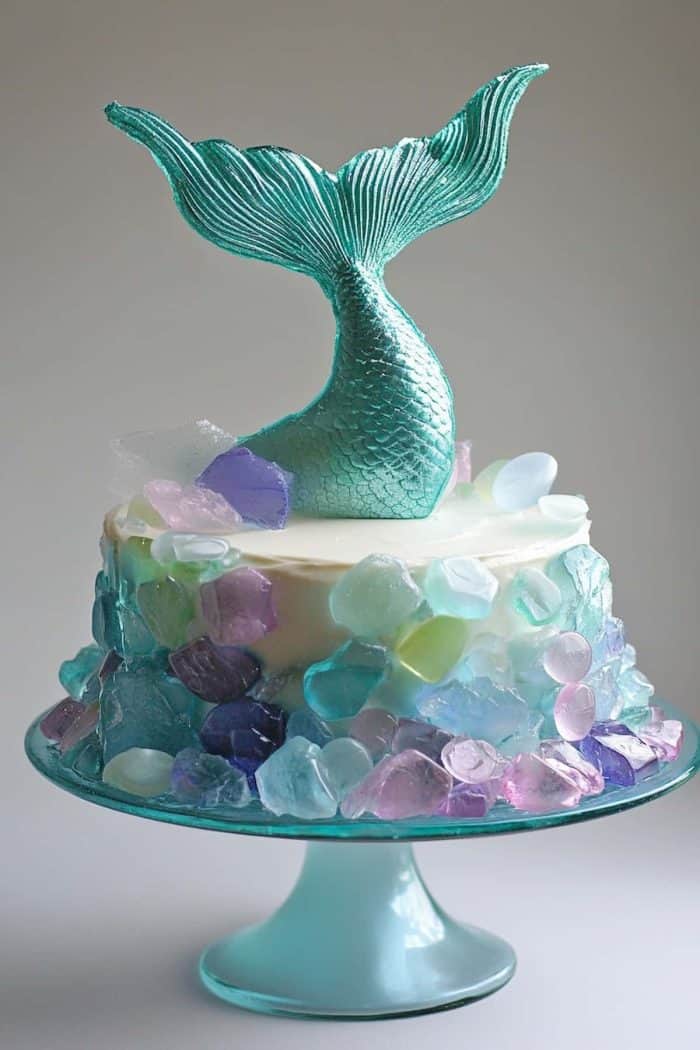 Yes, you read that right — you can have edible sea glass! Made with hard candy, it comes in ocean-themed colors and has a sparkling, translucent appearance. Use these to decorate your cake and top it off with a mermaid tail. 
