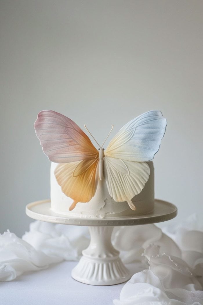 Sometimes, less is more. Opt for a minimalist design featuring a cake covered in smooth white or pastel fondant, providing a clean canvas. Place a single, large butterfly in the center, allowing it to become the star of the show. 