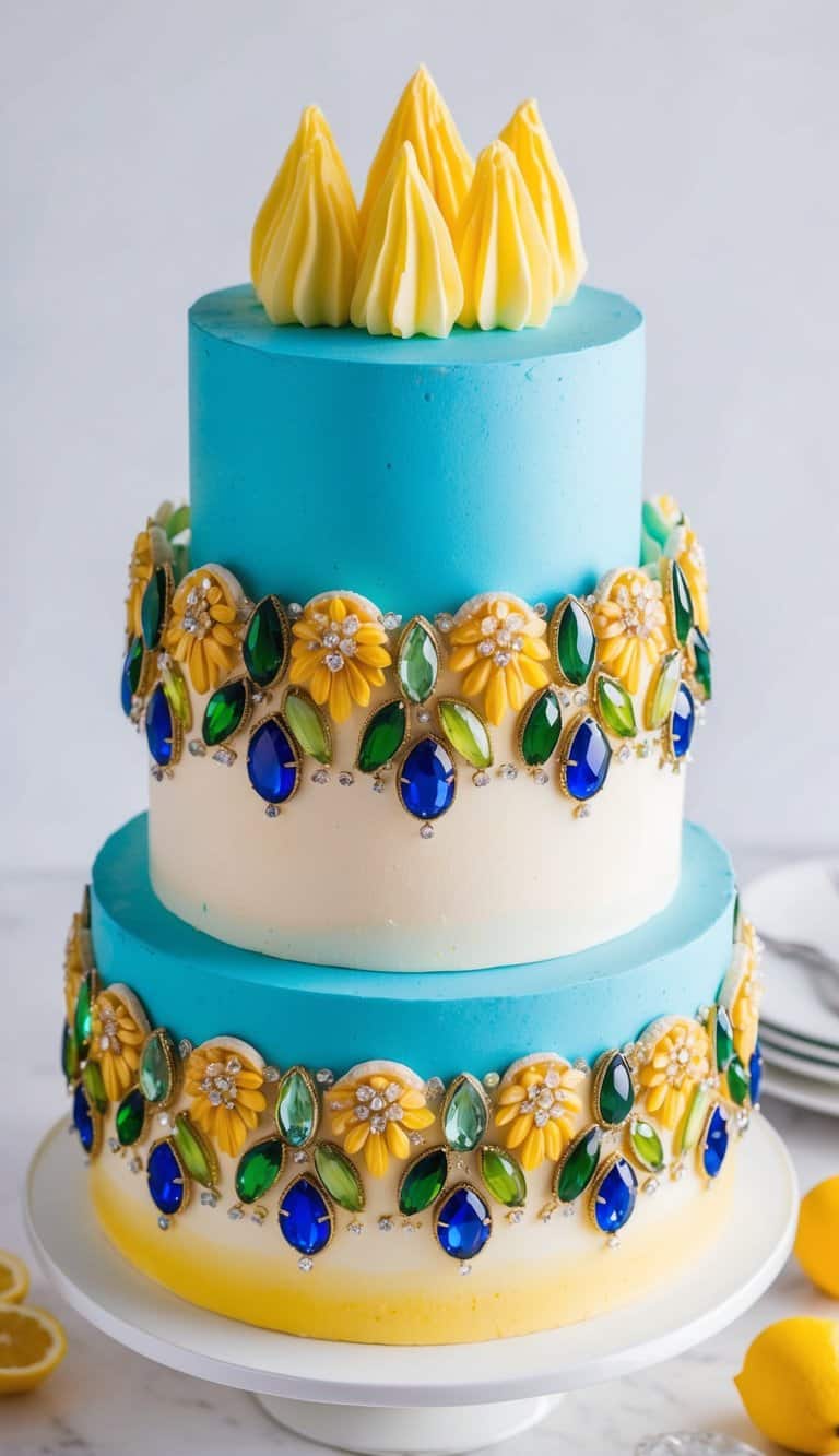 A colorful array of sugary almond jewels adorning a vibrant summer cake
