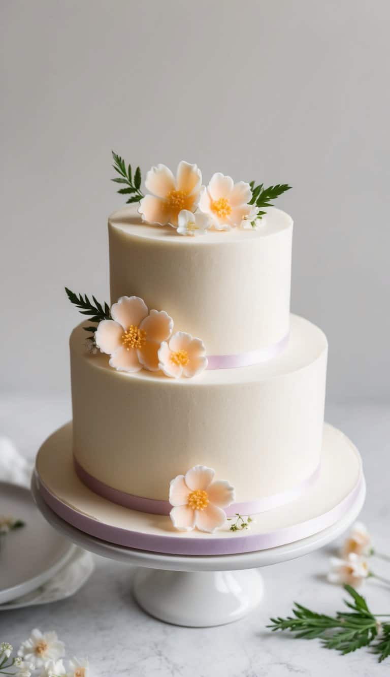 A small wedding cake adorned with delicate candied flowers for a sweet and elegant touch