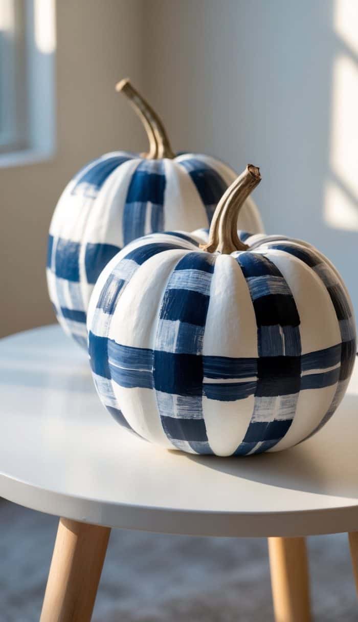 Navy Pumpkin with White Trellis