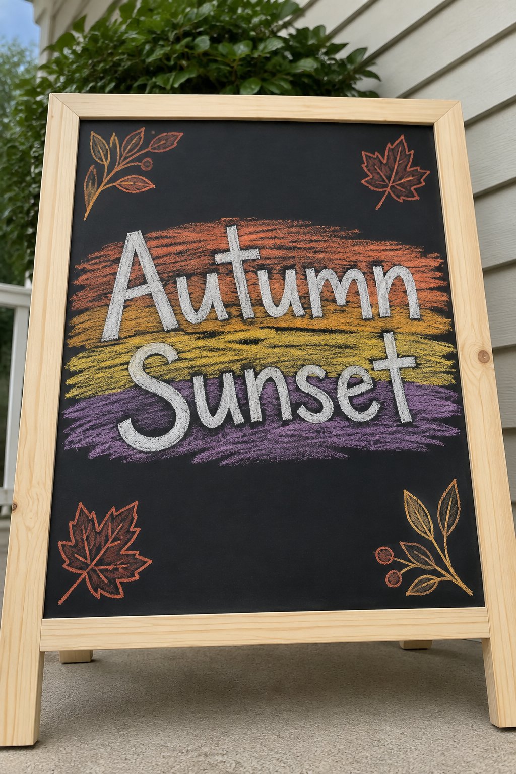 Autumn Sunset: Capture the beauty of the season with the words "Autumn Sunset" in white hand lettering on a dreamy gradient of orange, yellow, and purple.