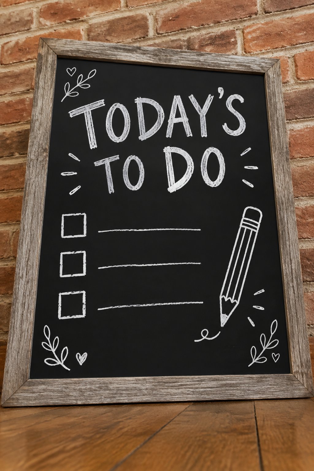 Today's To Do: a hand-drawn winter chalkboard sign reading "TODAY'S TO DO".