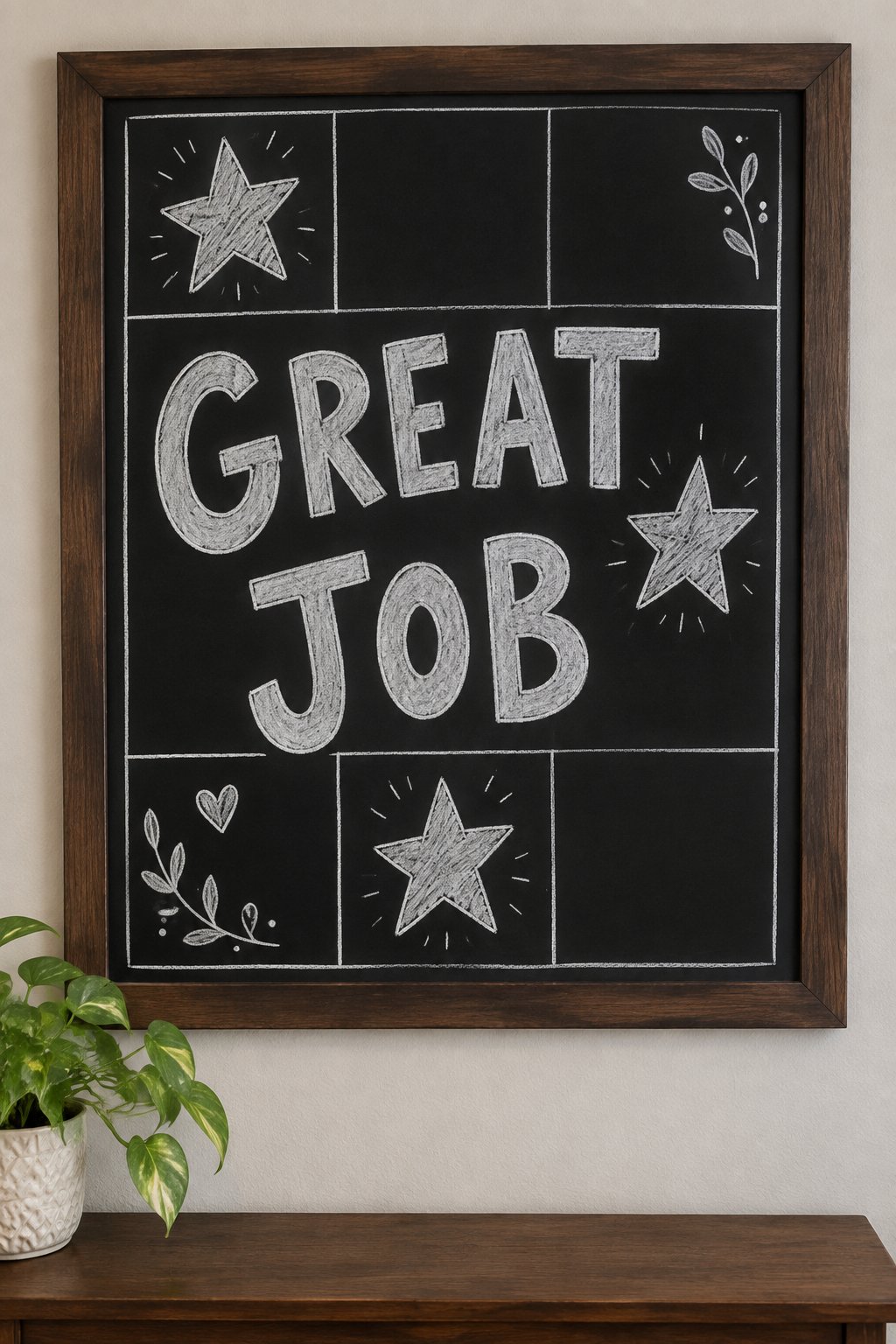 Sticker Chart: a hand-drawn winter chalkboard sign reading "GREAT JOB".
